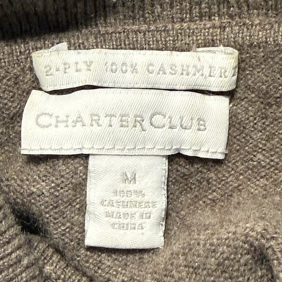 Vintage Charter Club 2-ply 100% Cashmere Sweater Women’s M Tan Button Cowl Neck - Picture 7 of 9